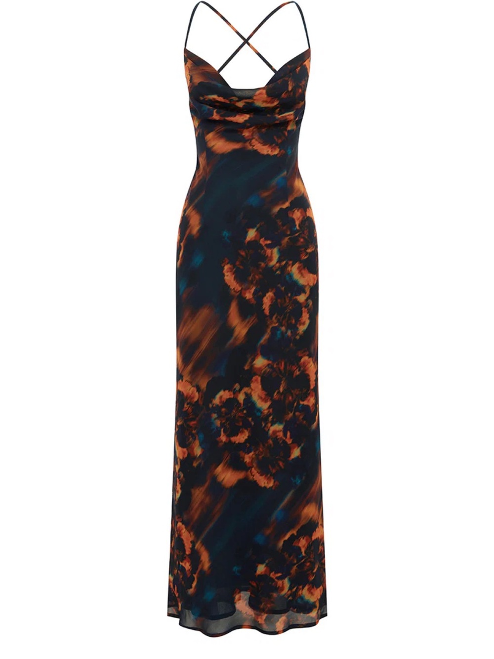 BRIGETTE COWL CROSS BACK MAXI DRESS - VALINA ORANGE